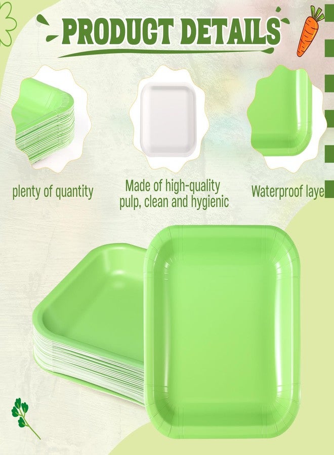 FoldTier 120 Pieces Green Party Theme Decorations Square Paper Plates Birthday Party Cake Dessert Plates(Green,9 Inch) - Image 3