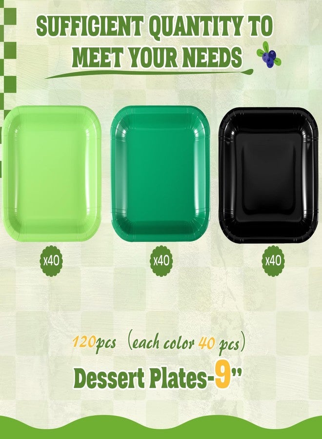 FoldTier 120 Pieces Green Party Theme Decorations Square Paper Plates Birthday Party Cake Dessert Plates(Green,9 Inch) - Image 4