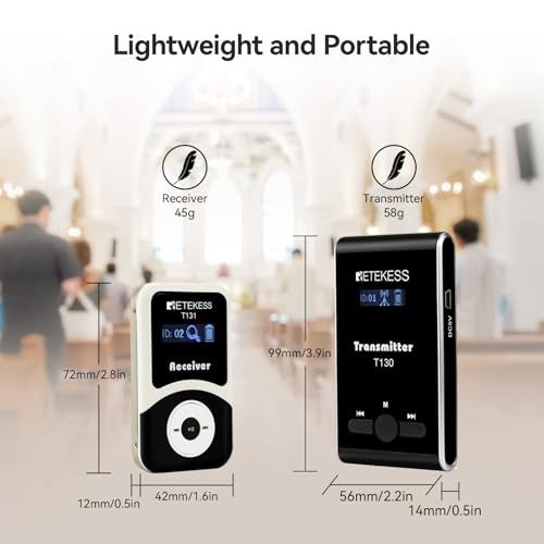 Retekess T130 Wireless Tour Guide Audio System, Church Translation Equipment, Clear Sound Quality, Tour Guide Headsets for Simultaneous Interpreting,Court (1 Transmitter 10 Receivers) - Image 3