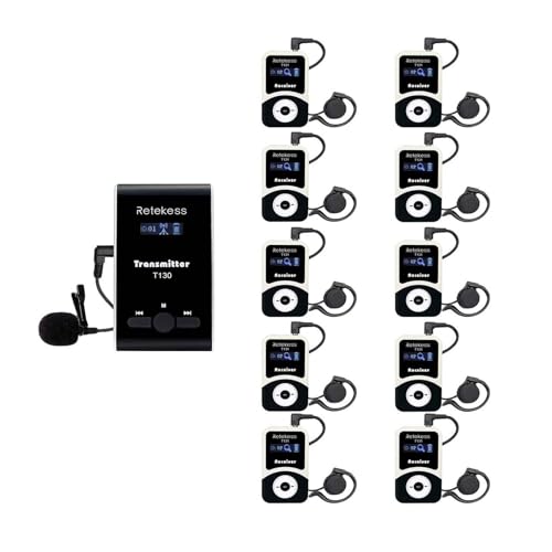 Retekess T130 Wireless Tour Guide Audio System, Church Translation Equipment, Clear Sound Quality, Tour Guide Headsets for Simultaneous Interpreting,Court (1 Transmitter 10 Receivers) - Image 1