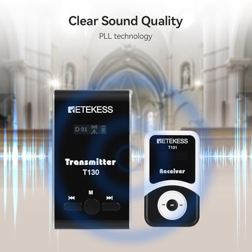 Retekess T130 Wireless Tour Guide Audio System, Church Translation Equipment, Clear Sound Quality, Tour Guide Headsets for Simultaneous Interpreting,Court (1 Transmitter 10 Receivers) - Image 2