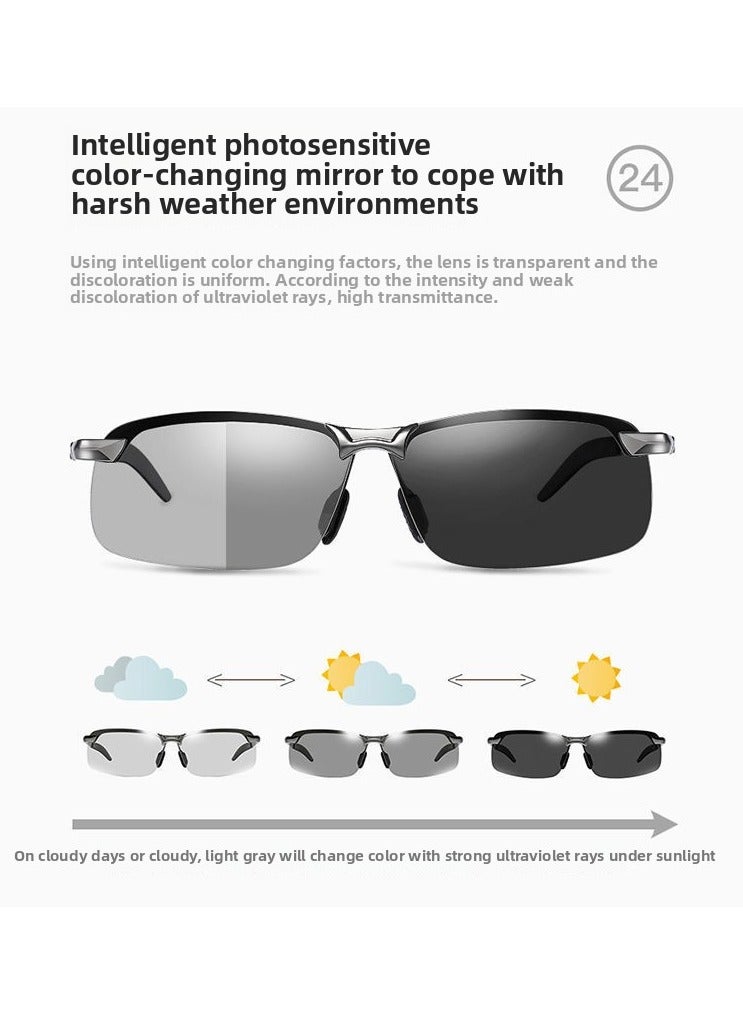 يوكانبي نظارات شمسية رجالية متعددة الاستخدام مع عدسات مستجيبة للضوء – للحماية من الأشعة UV، للرؤية النهارية والليلية، مناسبة للقيادة، الصيد، والرحلات - Image 5
