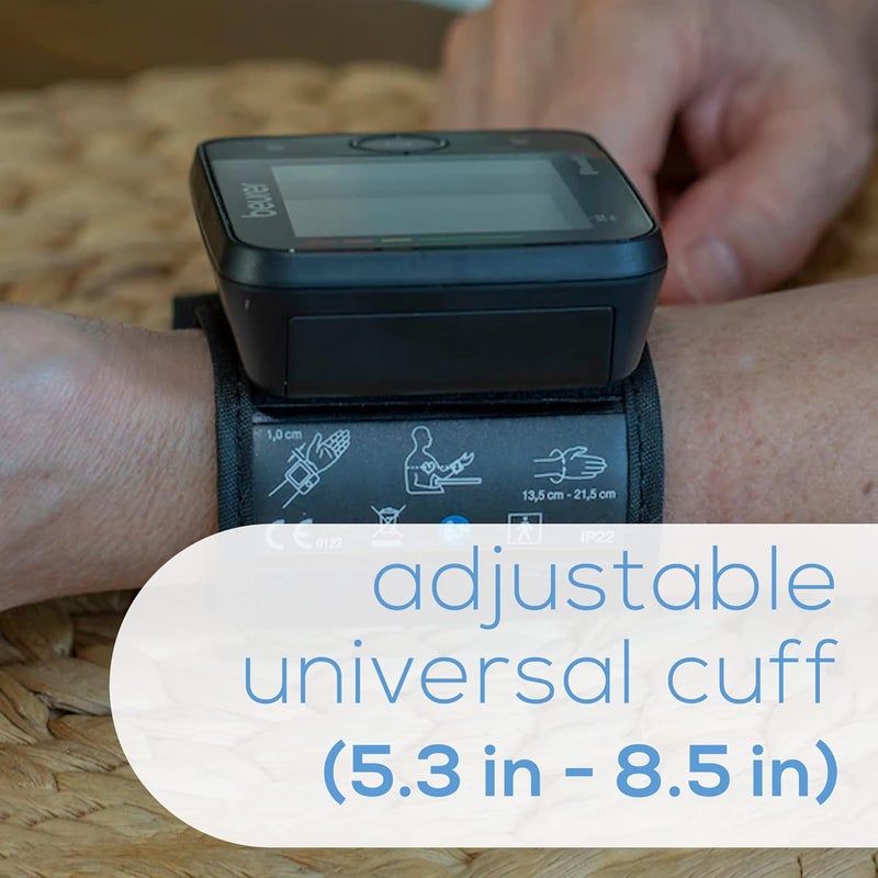 Beurer BC54 Wrist Blood Pressure Monitor with Bluetooth Irregular Heartbeat Detector Risk Indicator Accurate Large Display and Travel Case Wrist Cuff up to 120 Memory Sets - Image 5