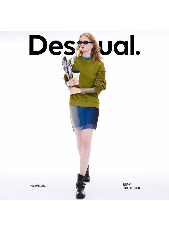 DESIGUAL 25 Fall/Winter New Patchwork Knit Cable Round Neck Long Sleeve Women'S Sweatshirt - Image 5