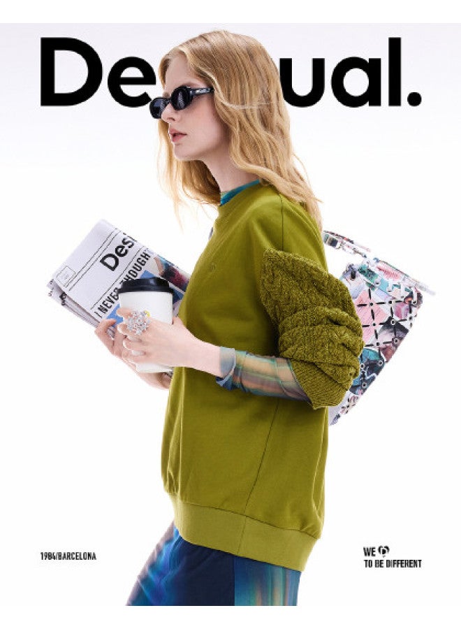 DESIGUAL 25 Fall/Winter New Patchwork Knit Cable Round Neck Long Sleeve Women'S Sweatshirt - Image 1