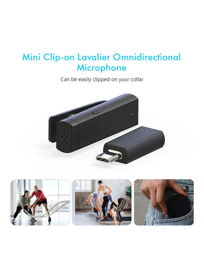 Mini Clip-on Lavalier Omnidirectional Microphone Transmitter Receiver D10978-1—JA Black - Image 3