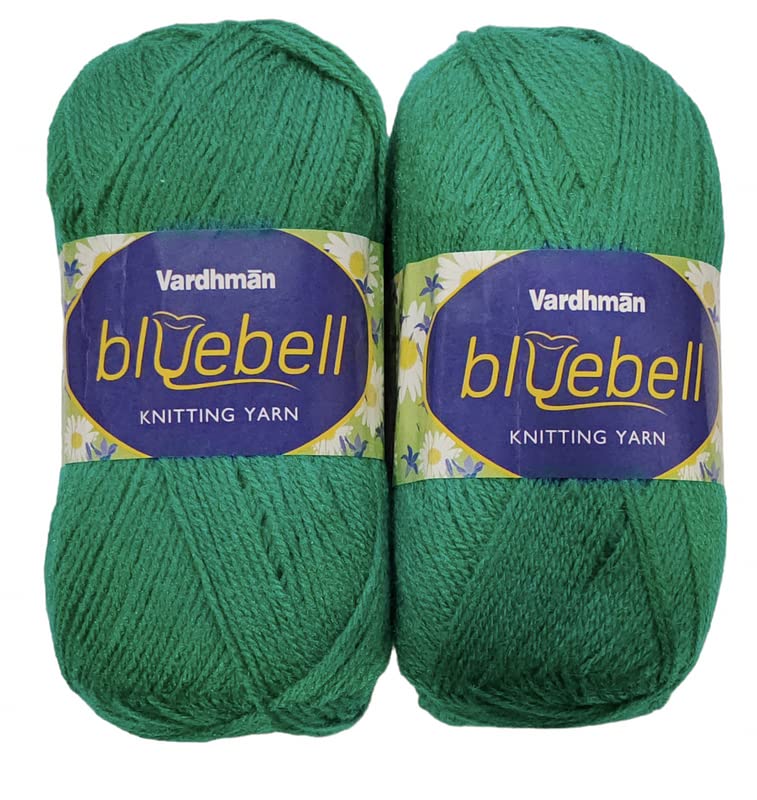 KYSS Vardhman Bluebell See Green 400 GM 1 Ball 100 GM Each Wool Ball Hand Knitting WoolArt Craft Soft Fingering Crochet Hook Yarn Needle Acrylic Knitting Yarn Thread Dyed Shade No19 - Image 1