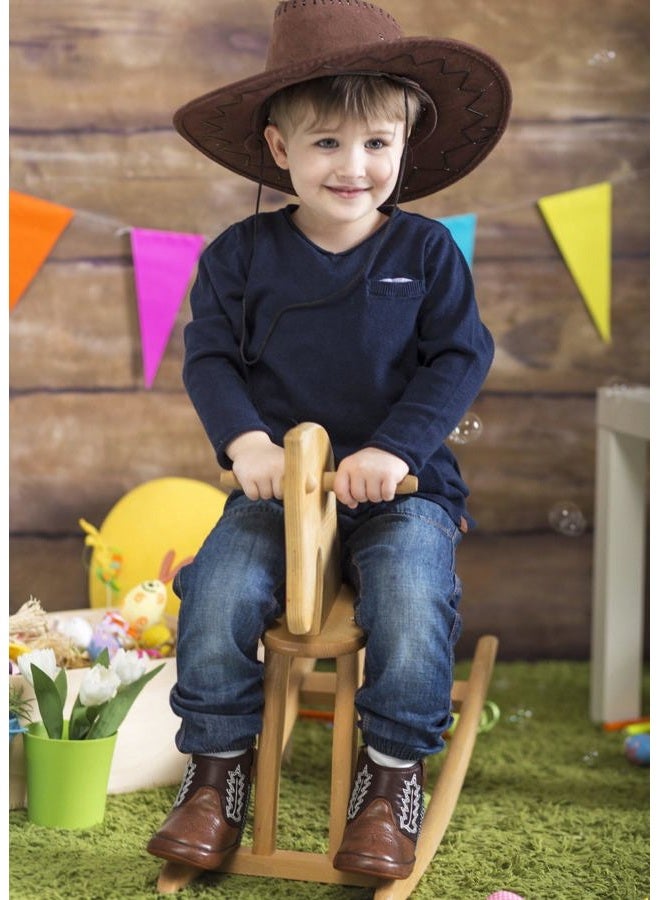 Jastore Leather Western Boots Cowboy Bootie Soft Sole Non-Slip Crib Shoes for Baby Infant Toddler, Coffee, 12-18 Months Narrow Infant - Image 4