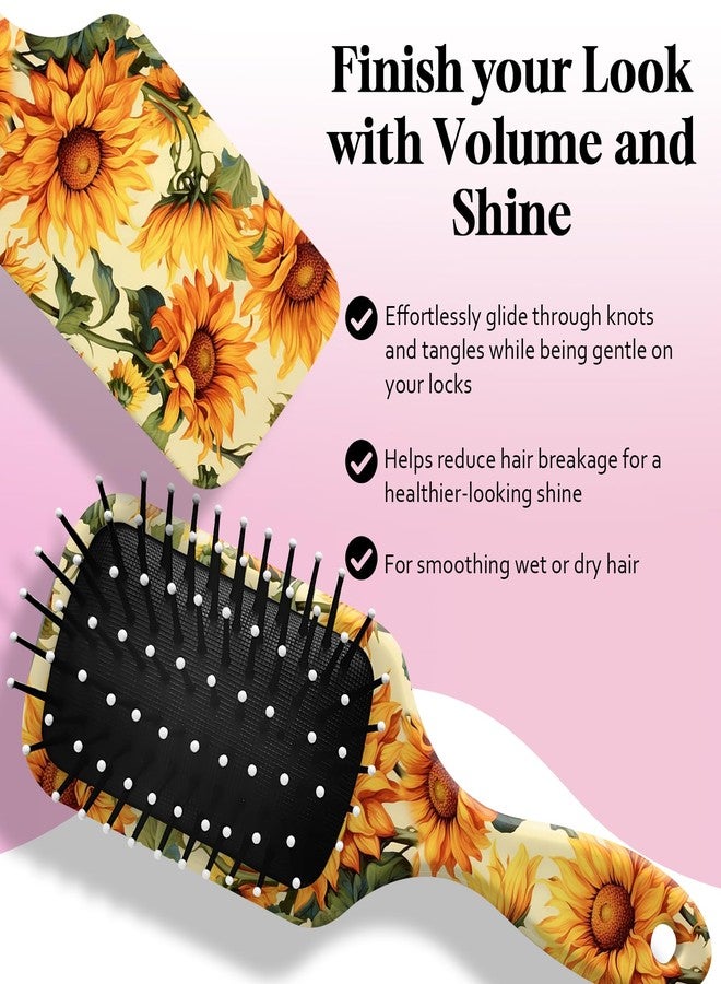 GABraden Paddle Detangler Hair Brush,Soft Bristles for Effortless Tangle Removal,Minimal Frizz and Breakage,Cute Detangling Hair Brush for Women Men Boys Girls Wet Dry All Hair Types(Sunflower-05) - Image 4