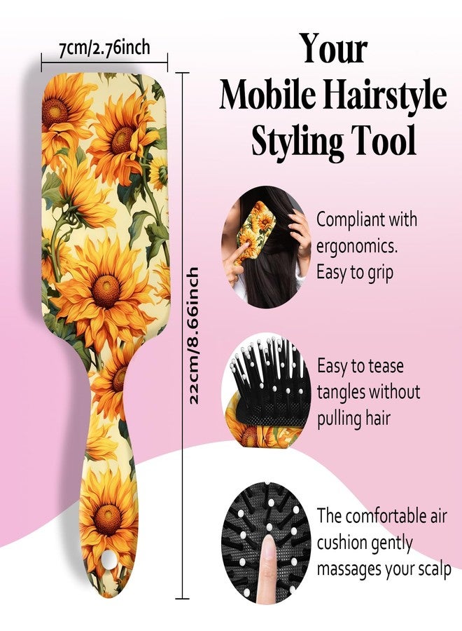 GABraden Paddle Detangler Hair Brush,Soft Bristles for Effortless Tangle Removal,Minimal Frizz and Breakage,Cute Detangling Hair Brush for Women Men Boys Girls Wet Dry All Hair Types(Sunflower-05) - Image 2