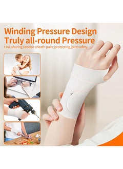 Lemon 2 PCS Ultra Thin Wrist Brace for Carpal Tunnel, Massage with Raised Spots Elastic Wrist Wraps for Arthritis and Tendonitis, Wrist Straps Support, Pain Relief, Compression and Support for Fitness Enthusiasts (Beige Orange)  - Image 5