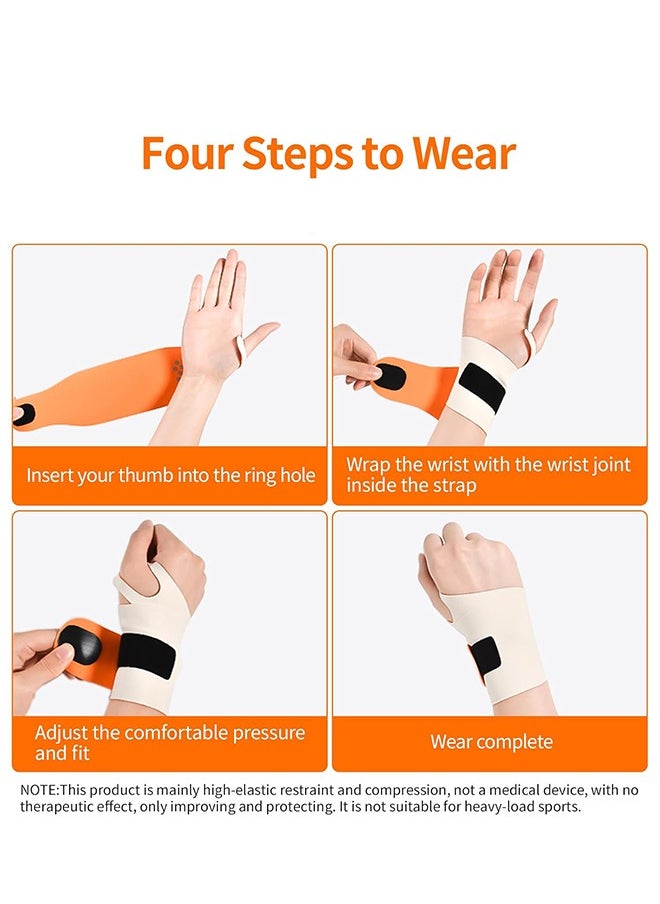 Lemon - 2 PCS Ultra Thin Wrist Brace for Carpal Tunnel, Massage with Raised Spots Elastic Wrist Wraps for Arthritis and Tendonitis, Wrist Straps Support, Pain Relief, Compression and Support for Fitness Enthusiasts (Beige Orange) - Image 1