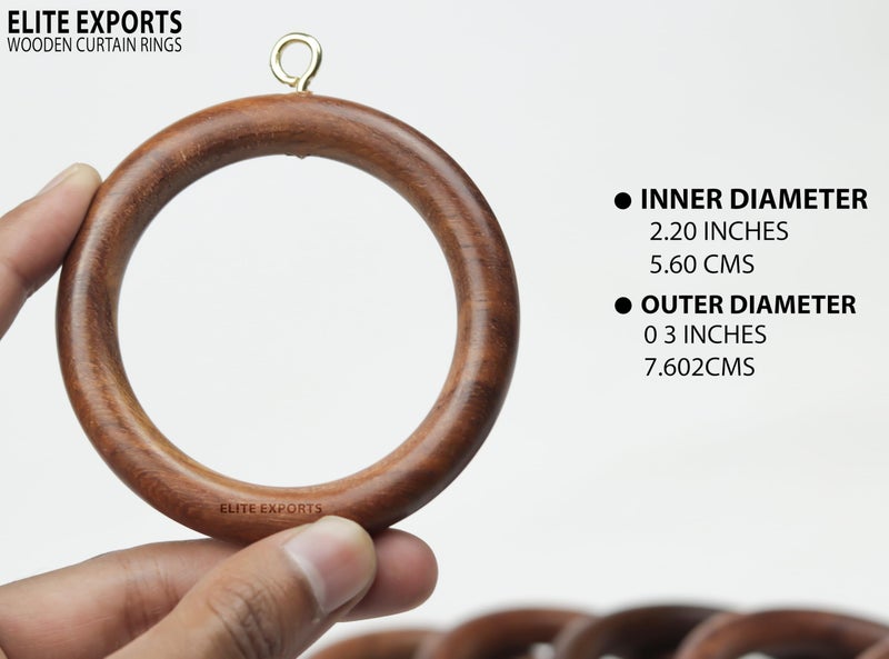 HORNART 3 Inch Wooden Drapery Curtain Rod Rings, 24pcs for 1.5-1.75-2 inch Rod Pole, 2.2 INCH INNER DIA, Natural Rosewood (24, 2.2 INCH INNER DIA), sheesham 3in (50) - Image 5