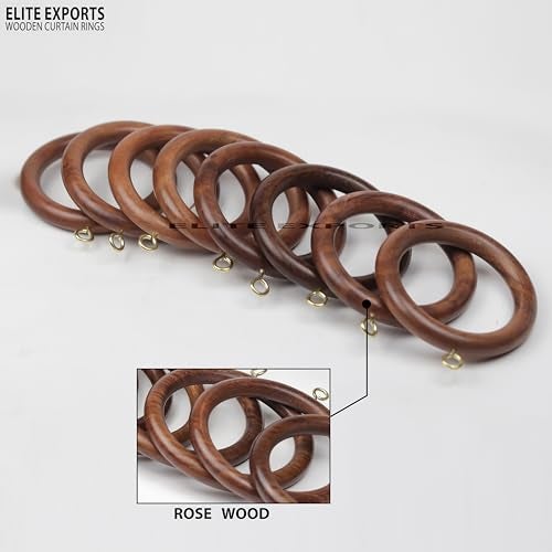 HORNART 3 Inch Wooden Drapery Curtain Rod Rings, 24pcs for 1.5-1.75-2 inch Rod Pole, 2.2 INCH INNER DIA, Natural Rosewood (24, 2.2 INCH INNER DIA), sheesham 3in (50) - Image 3