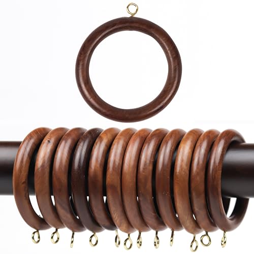 HORNART 3 Inch Wooden Drapery Curtain Rod Rings, 24pcs for 1.5-1.75-2 inch Rod Pole, 2.2 INCH INNER DIA, Natural Rosewood (24, 2.2 INCH INNER DIA), sheesham 3in (50) - Image 1