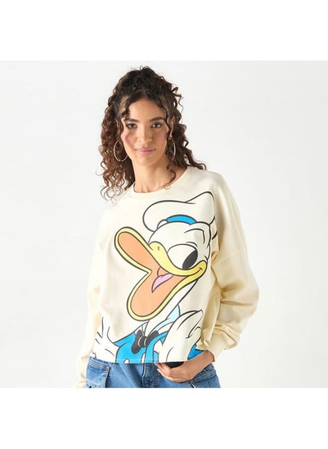 SP Characters Donald Duck Print Sweatshirt with Crew Neck and Long Sleeves  - Image 2