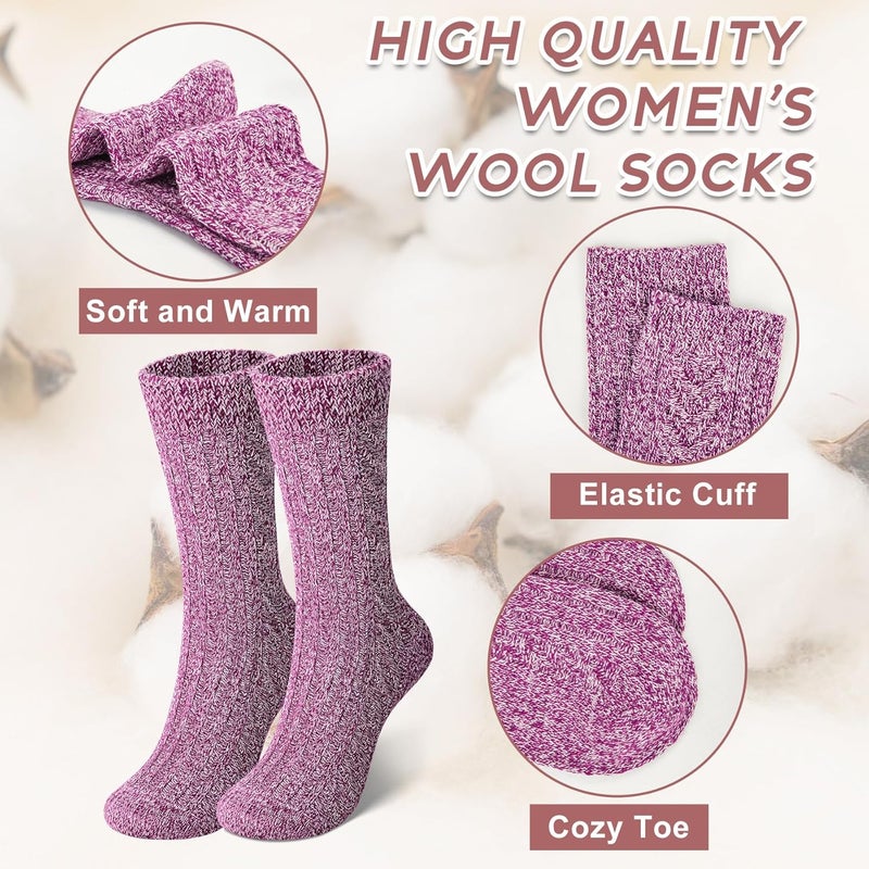 YSense Womens Wool Socks, Winter Boot Socks Stocking Stuffers Gifts for Women Men Warm Crew for Hiking - Image 2