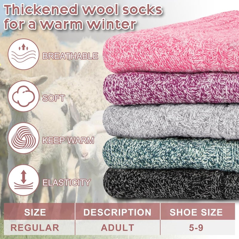 YSense Womens Wool Socks, Winter Boot Socks Stocking Stuffers Gifts for Women Men Warm Crew for Hiking - Image 3