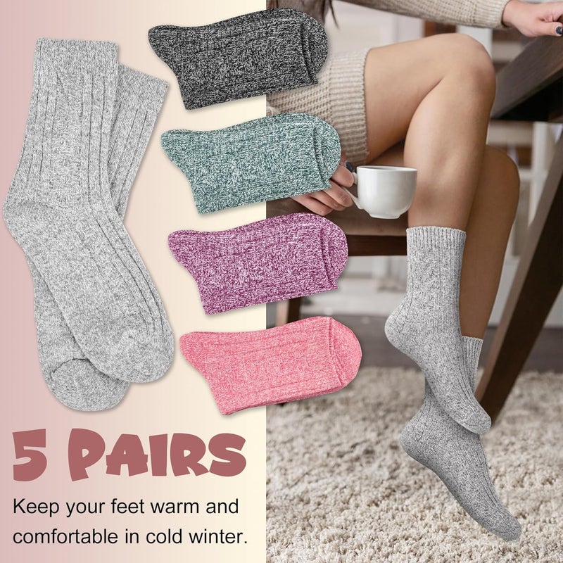 YSense Womens Wool Socks, Winter Boot Socks Stocking Stuffers Gifts for Women Men Warm Crew for Hiking - Image 4