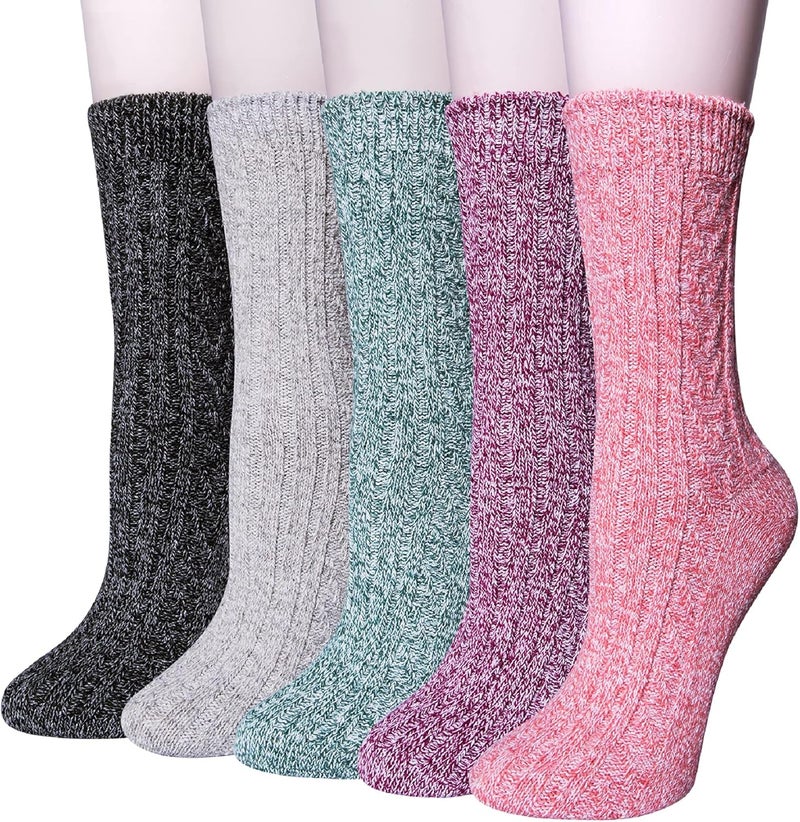 YSense Womens Wool Socks, Winter Boot Socks Stocking Stuffers Gifts for Women Men Warm Crew for Hiking - Image 1
