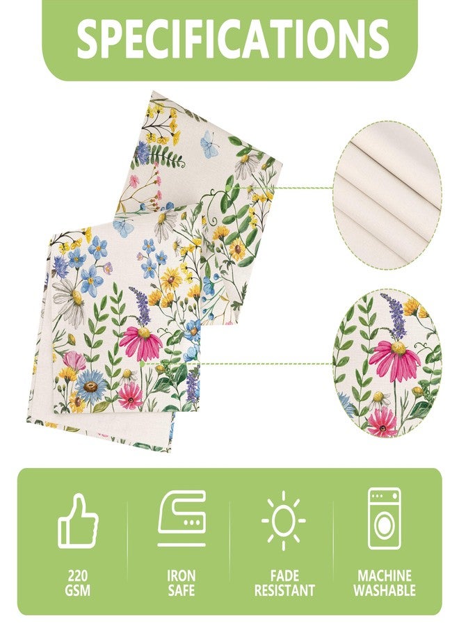 Siilues Spring Table Runner, Colorful Wildflowers Floral Butterfly Spring Runner for Table Watercolor Table Decoration Seasonal Summer Farmhouse Home Party Kitchen Dining Table Decor 13x60 Inch - Image 5