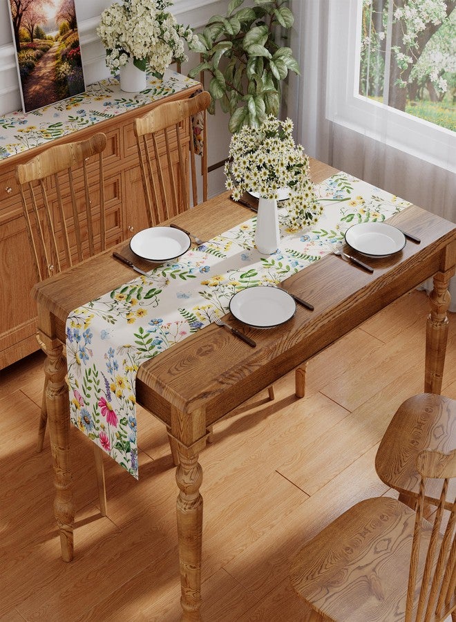 Siilues Spring Table Runner, Colorful Wildflowers Floral Butterfly Spring Runner for Table Watercolor Table Decoration Seasonal Summer Farmhouse Home Party Kitchen Dining Table Decor 13x60 Inch - Image 4