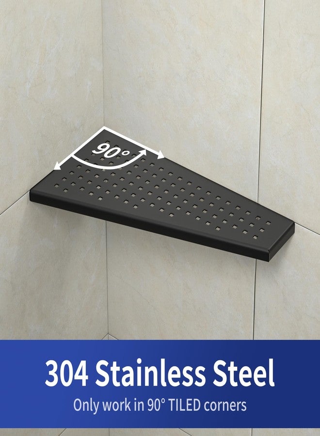 Bernkot Corner Shower Shelf 2PCS, Trapezoid Bathroom Shelves 12'' for Tiled Wall, 304 Stainless Steel Grout in Shelf (Black) - Image 4