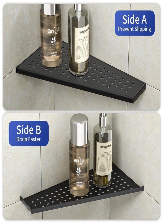 Bernkot Corner Shower Shelf 2PCS, Trapezoid Bathroom Shelves 12'' for Tiled Wall, 304 Stainless Steel Grout in Shelf (Black) - Image 3