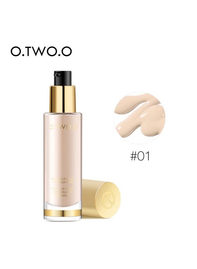 O.TWO.O Full Coverage Liquid Foundation, Smoothing Makeup Base Concealer Foundation, Matte Wear Concealer Sun Block Cream, Minimizes Pores, Hides Wrinkles - Advanced Real Moisture Foundation(Pearly white)  - Image 2