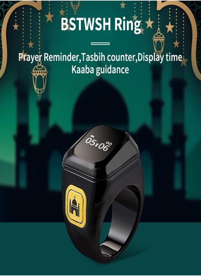 BSTWSH Zikr Ring Smart Ring with Vibration Reminder Tasbih Counter and Bluetooth Connection for Exclusive IQIBLA App and 5 Daily Prayer Reminders, 20 mm  - Image 2