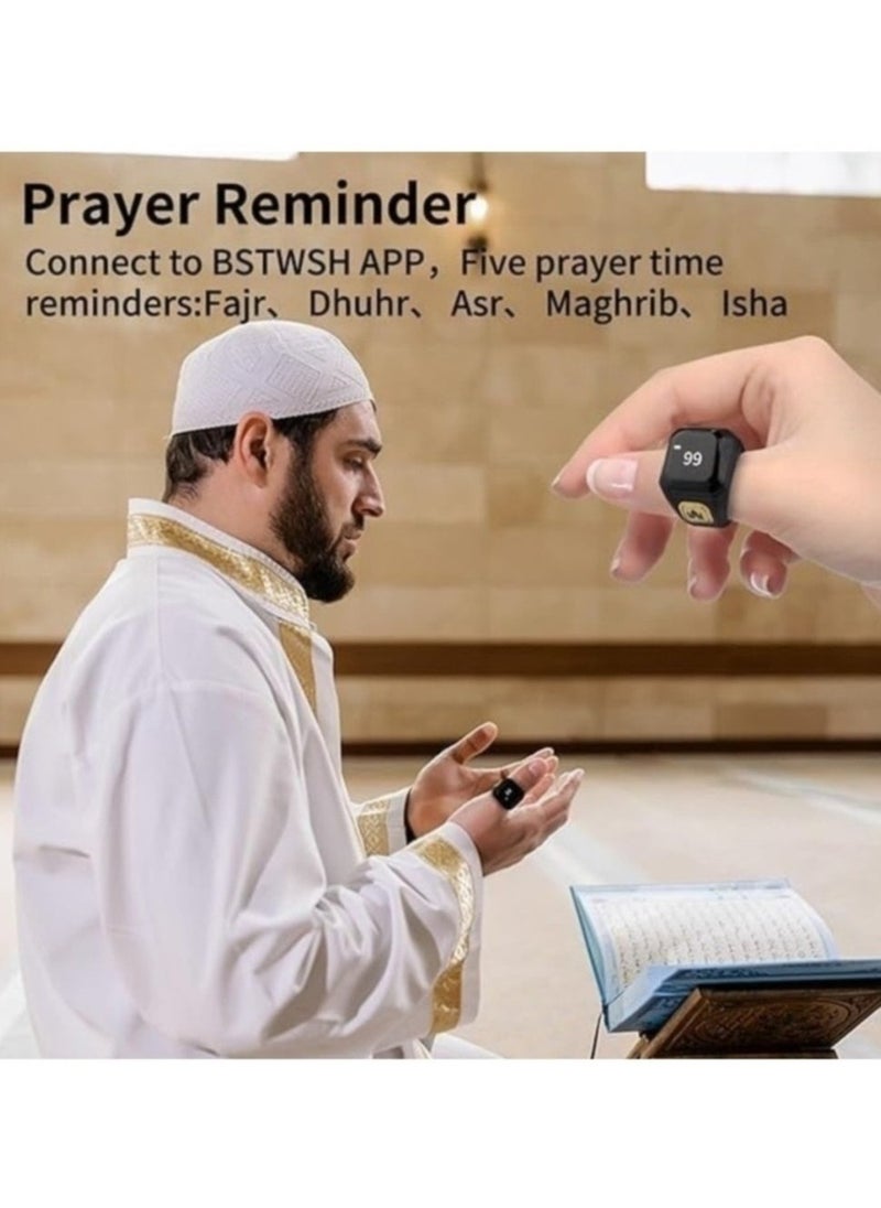 BSTWSH Zikr Ring Smart Ring with Vibration Reminder Tasbih Counter and Bluetooth Connection for Exclusive IQIBLA App and 5 Daily Prayer Reminders, 20 mm  - Image 5