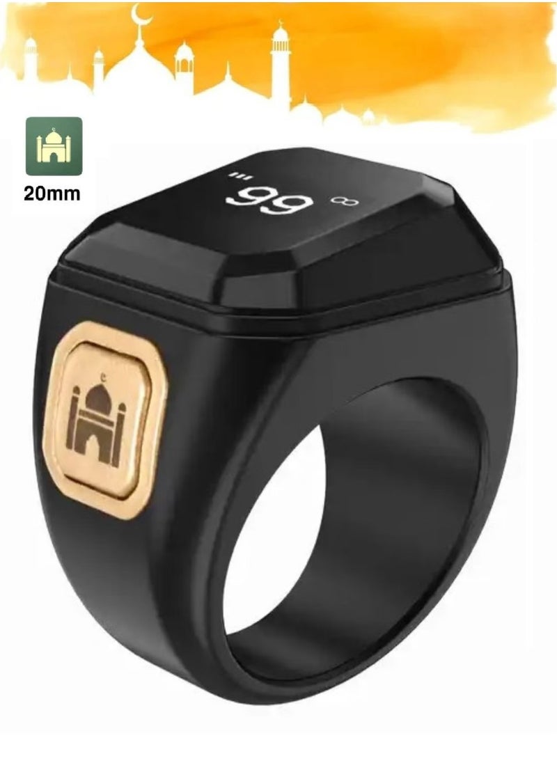 BSTWSH Zikr Ring Smart Ring with Vibration Reminder Tasbih Counter and Bluetooth Connection for Exclusive IQIBLA App and 5 Daily Prayer Reminders, 20 mm  - Image 1