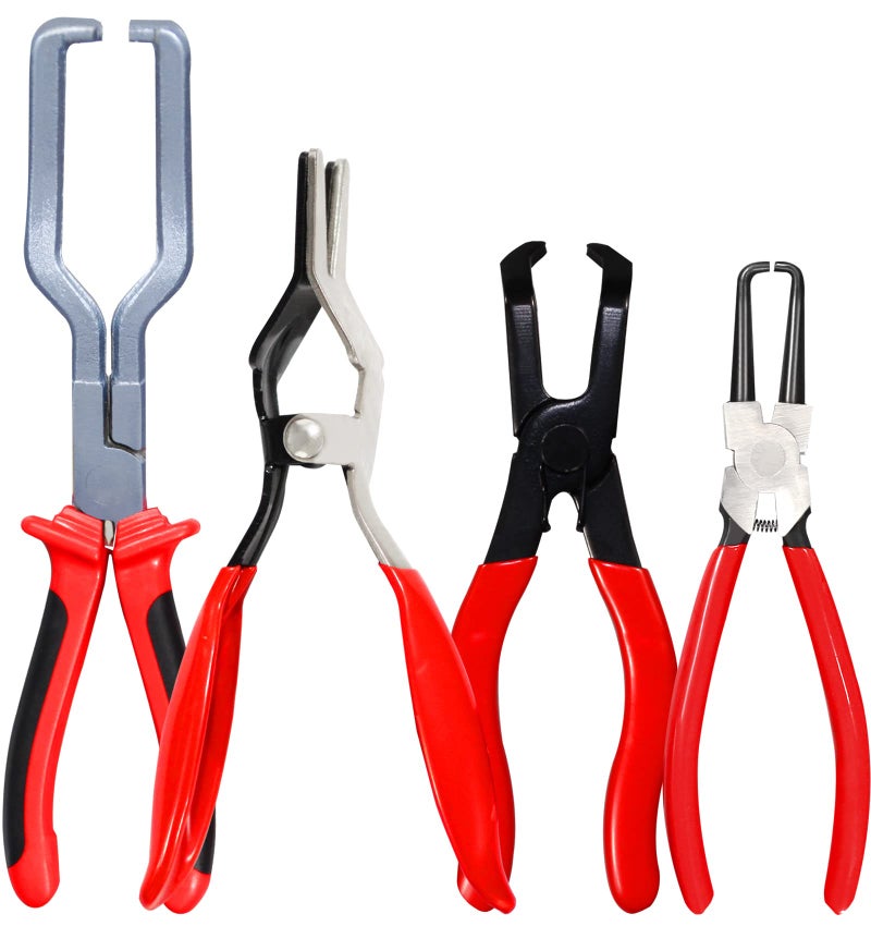 AutoWanderer Tool 4 Pcs Fuel Line Disconnect Pliers Set With 80 Degree Disconnect Pliers Hose Remover Pliers Hose Pipe Clamp Clip 9 Inch Fuel Filter Caliper Set For Auto Maintenance - Image 1