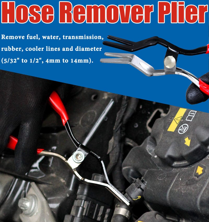 AutoWanderer Tool 4 Pcs Fuel Line Disconnect Pliers Set With 80 Degree Disconnect Pliers Hose Remover Pliers Hose Pipe Clamp Clip 9 Inch Fuel Filter Caliper Set For Auto Maintenance - Image 2