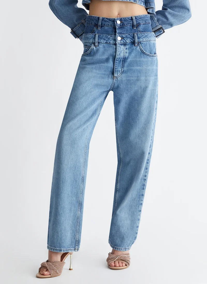 ليو جو جينز بقصة ساق مستقيمة بخصر عالي