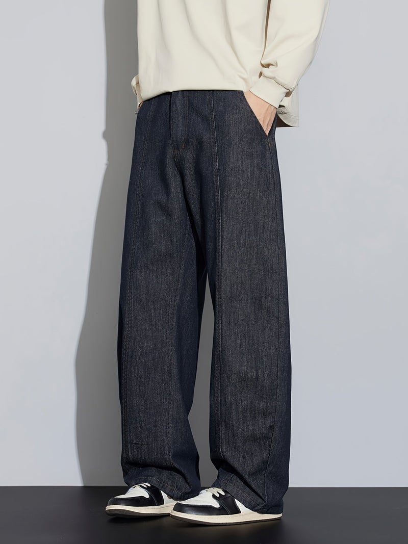 Gengyuan'S Features Men'S High Street Stylish Curved Blade Jeans, American Vintage Clean Fit in Original Color 2026, Spring And Autumn Elastic Versatile Trendy Brand Pants SAM 8323L - Image 5