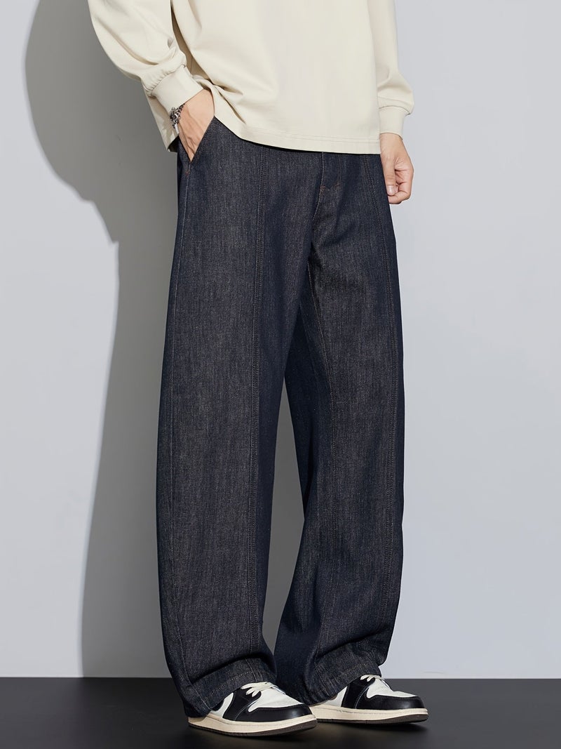 Gengyuan'S Features Men'S High Street Stylish Curved Blade Jeans, American Vintage Clean Fit in Original Color 2026, Spring And Autumn Elastic Versatile Trendy Brand Pants SAM 8323L - Image 4