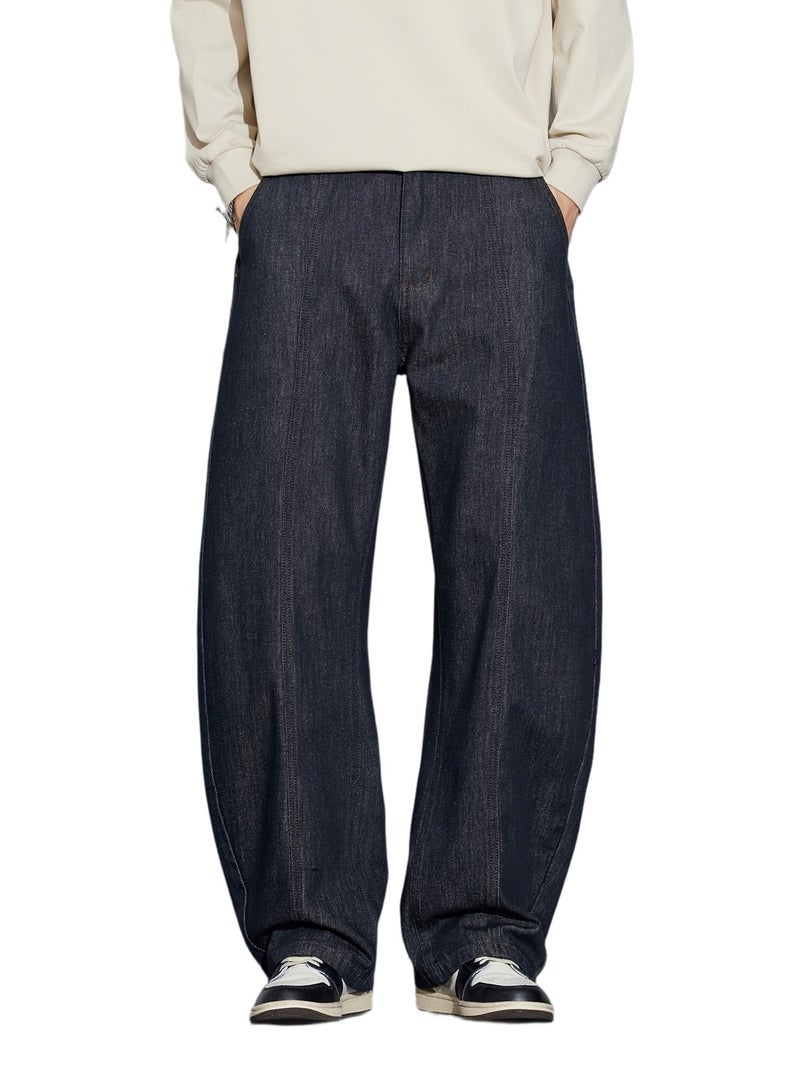 Gengyuan'S Features Men'S High Street Stylish Curved Blade Jeans, American Vintage Clean Fit in Original Color 2026, Spring And Autumn Elastic Versatile Trendy Brand Pants SAM 8323L - Image 1