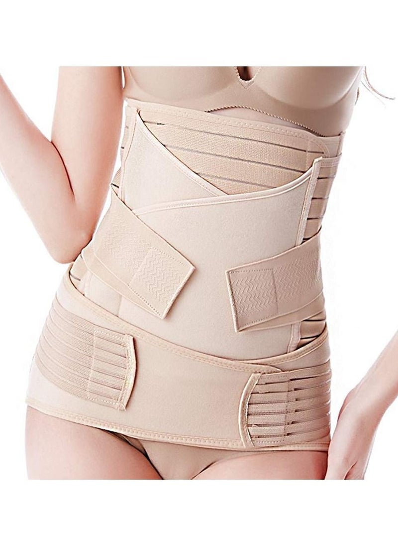 DubaiGallery 3 in 1 After Pregnancy Belly Wrap Pelvis Recovery Skin Shapewear Postpartum Belt for Women Beige  - Image 3