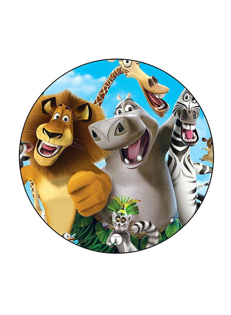 RKN Madagascar Printed Mouse Pad Round  Multicolour