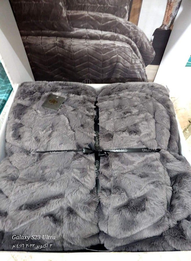 PACHA HOME Quilt model: Lala - with 2 pillowcases: 50*75 - Quilt size: 220 cm x 240 - Color: graphite - Image 2