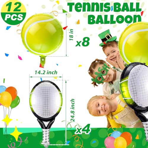 Motionchic 12 Pieces 18 Inch25 Inch Tennis Balloons Racket Balloons Tennis Party Decorations Foil Racket Large Balloon for Sports Themed Birthday Decorations Supplies - Image 5