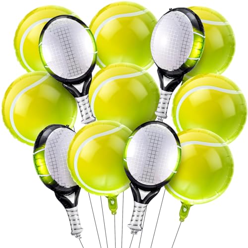 Motionchic 12 Pieces 18 Inch25 Inch Tennis Balloons Racket Balloons Tennis Party Decorations Foil Racket Large Balloon for Sports Themed Birthday Decorations Supplies - Image 1