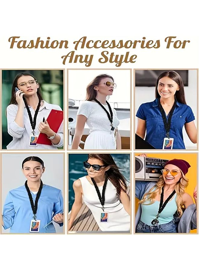 1 Lanyard with 4 Suit Badge Reels Retractable Elastic ID Badge Holder For Teacher Professional Student Key Phone Classroom Office Event Halloween - Image 5
