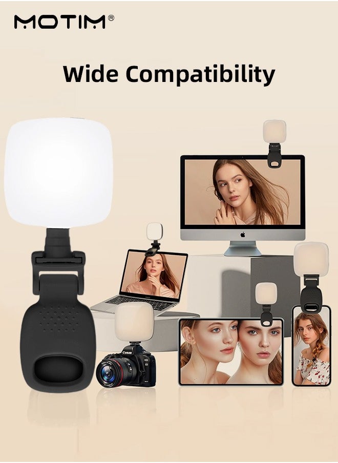 Motim LED Video Light, Phone/Computer Light for Video Light, Multi-Angle Adjustable & Splicable Multi-Functional Pocket Fill Light LED Selfie Light with Clips, Portable Phone Light for Video Shooting Vlogging Kit, 3 Colors 9 Modes 200mAh Battery, Fill Light for iPhone Photo Camera Computer Laptop TikTok Makeup Video Call  - Image 2
