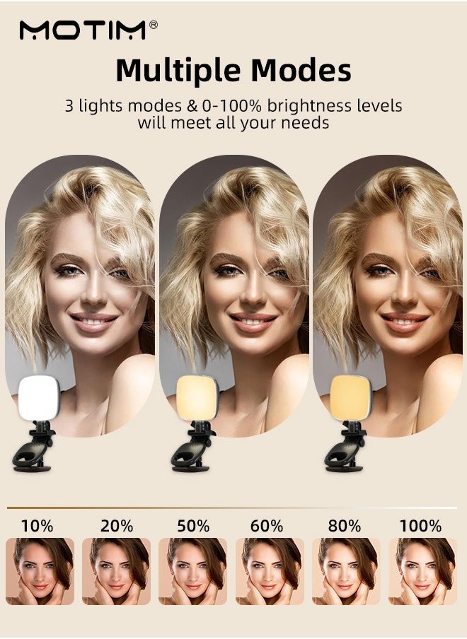 Motim LED Video Light, Phone/Computer Light for Video Light, Multi-Angle Adjustable & Splicable Multi-Functional Pocket Fill Light LED Selfie Light with Clips, Portable Phone Light for Video Shooting Vlogging Kit, 3 Colors 9 Modes 200mAh Battery, Fill Light for iPhone Photo Camera Computer Laptop TikTok Makeup Video Call  - Image 3