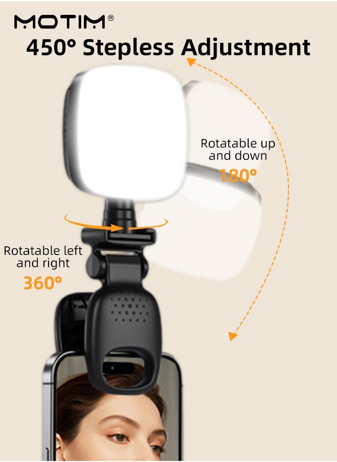 Motim LED Video Light, Phone/Computer Light for Video Light, Multi-Angle Adjustable & Splicable Multi-Functional Pocket Fill Light LED Selfie Light with Clips, Portable Phone Light for Video Shooting Vlogging Kit, 3 Colors 9 Modes 200mAh Battery, Fill Light for iPhone Photo Camera Computer Laptop TikTok Makeup Video Call  - Image 5