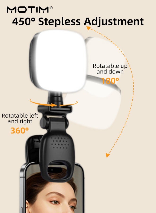 Motim Pocket Fill Light LED Multi-Functional Selfie Light with Clips, Phone Light Computer Light LED Video Light, 3 Colors 9 Brightness 200mAh Rechargeable, Portable Fill Light for iPhone Photo Camera Computer Laptop TikTok Makeup Video Call - Image 4