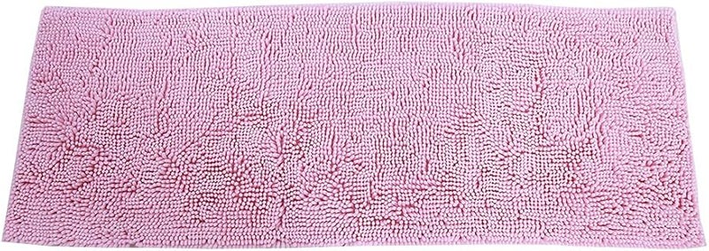 Pink Chenille Bath Mat Anti Slip Quick Dry Water Absorbent Machine Washable for Bathroom Kitchen - Image 1
