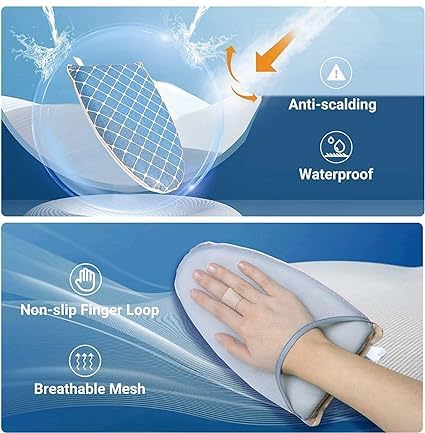 Mincer Mincer Waterproof Anti Steam Mitt with Finger Loop Heat Resistant Complete Care Protective Garment Steaming Gloves for Collars Pockets Grey Pack of 1 - Image 3